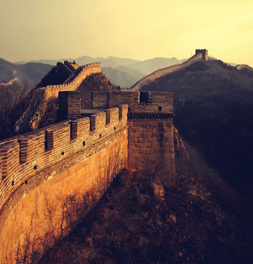 The Great wall of China at sunrise, badaling, near beijing.