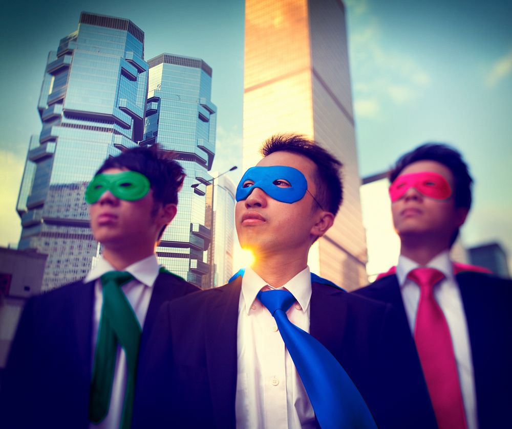 Businessmen Corporate Superhero City Concept