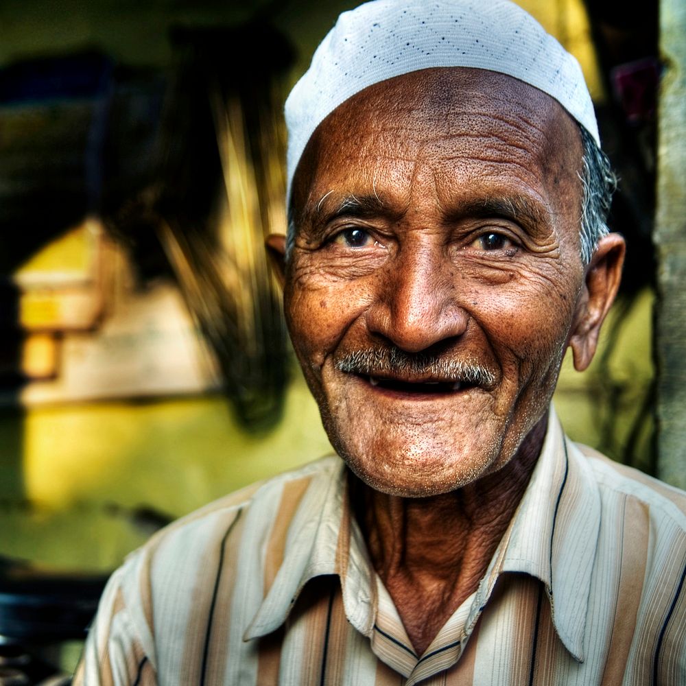 Happy senior Indian man