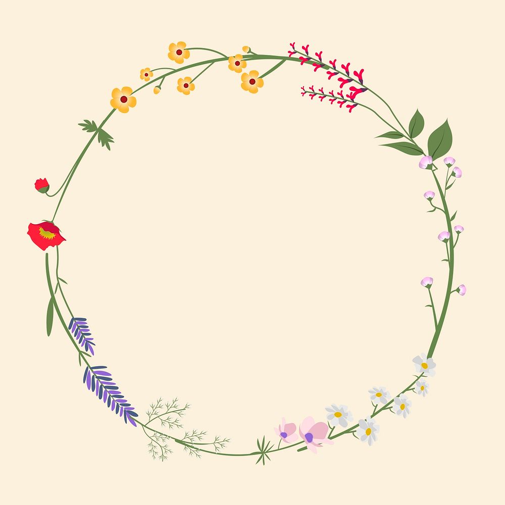 Floral frame psd with wildflower border