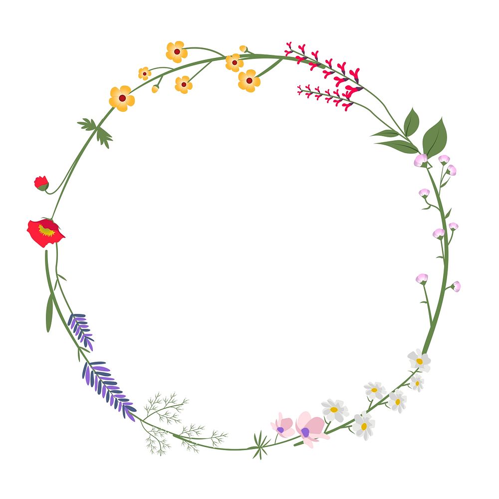 Wildflower frame psd decorated with small flowers