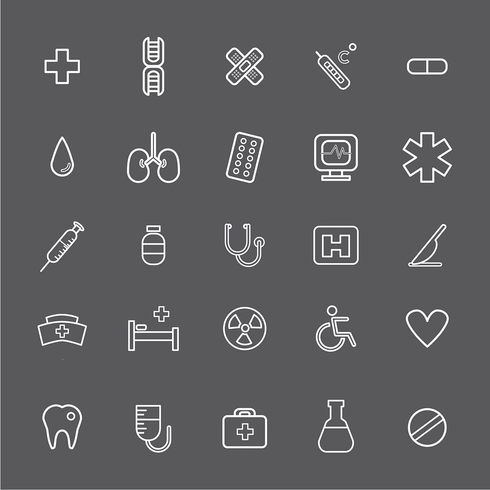 Illustration of hospital icons set