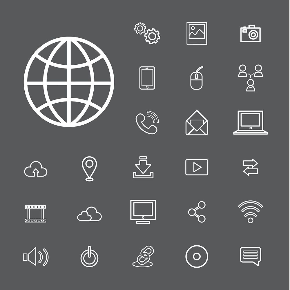 Illustration of digital devices technology icons set