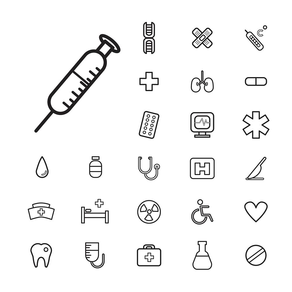 Illustration of hospital icons set