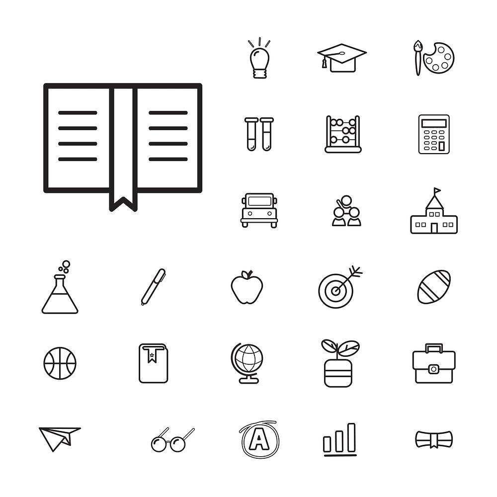Illustration of education icons set