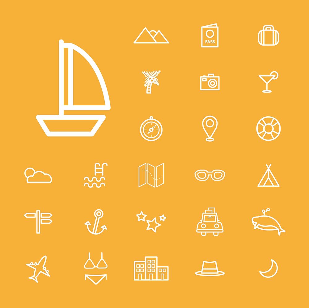 Illustration of travel icons set