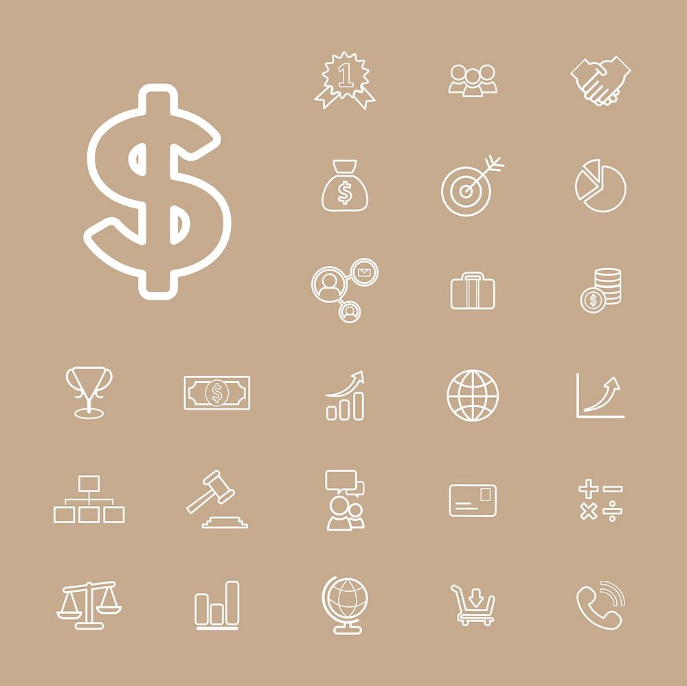 Illustration of financial icons set