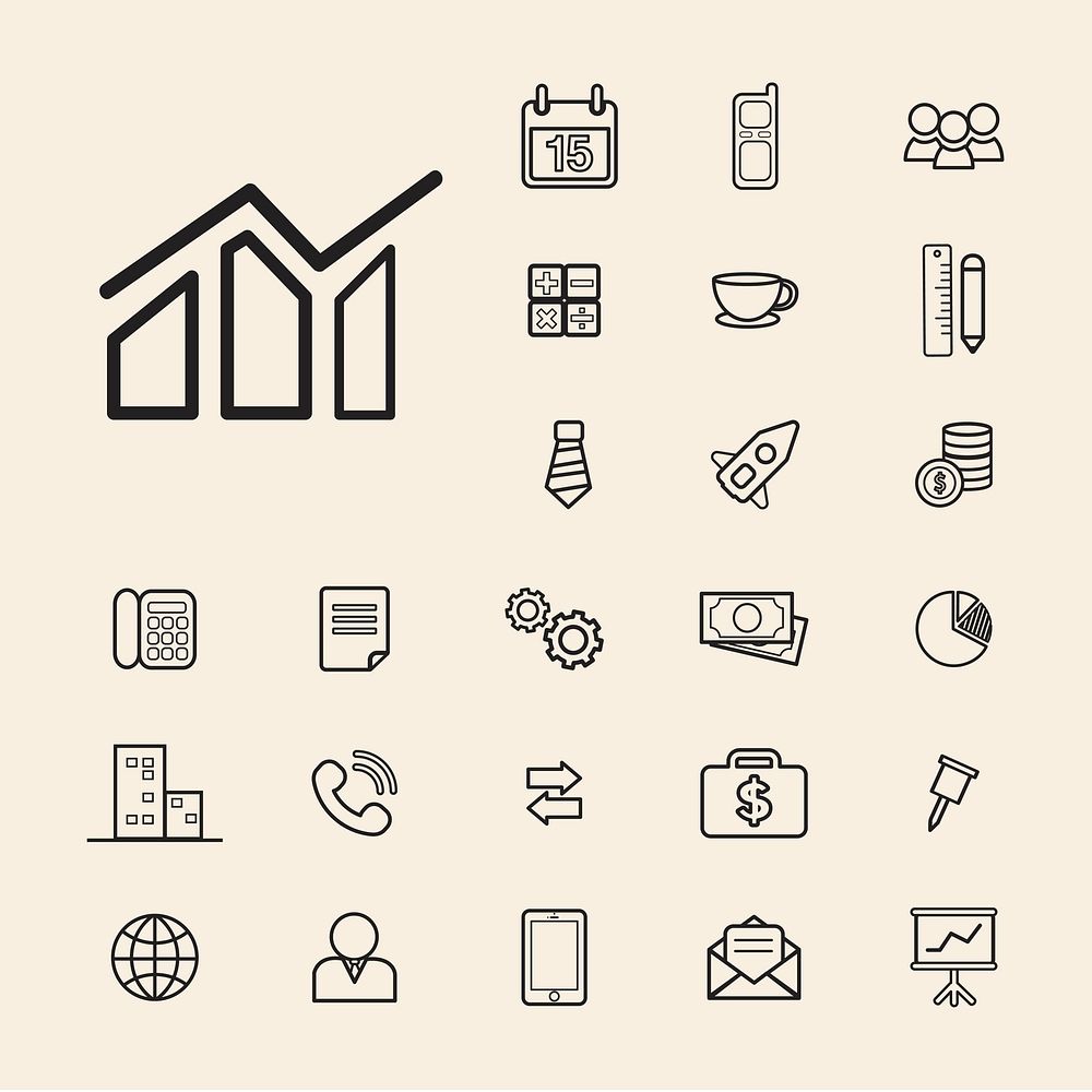 Illustration of business icons set