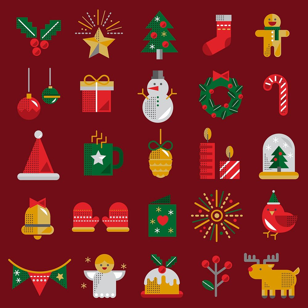 Christmas icons vector set | Premium Vector - rawpixel