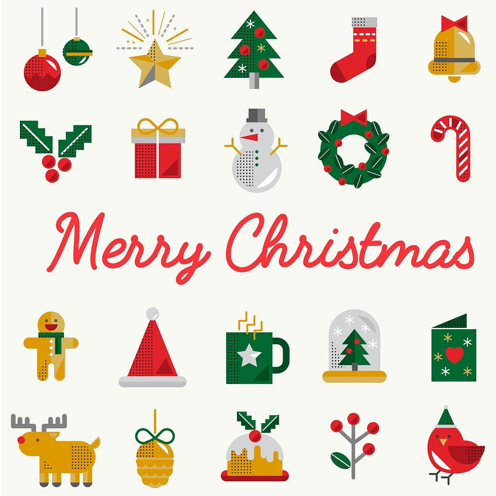 Christmas icons vector set | Free Vector - rawpixel