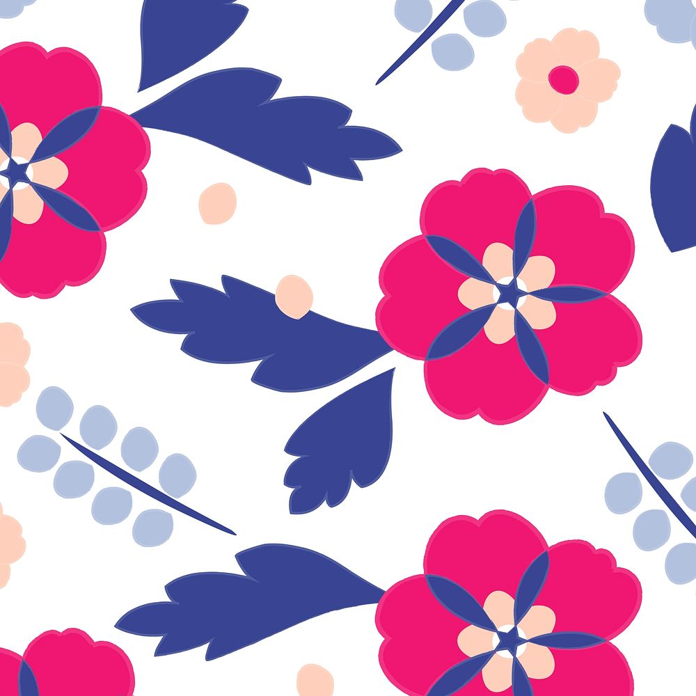 Seamless flower and leaves pattern
