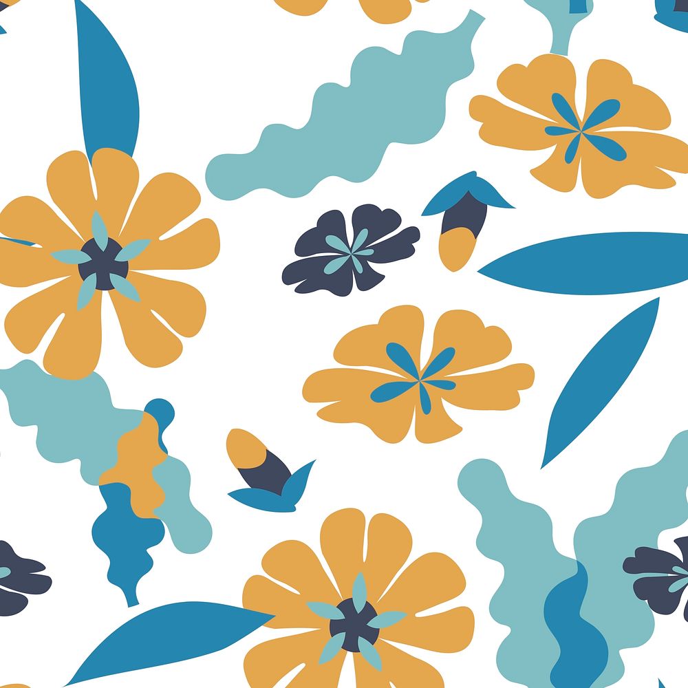 Seamless flower and leaves pattern