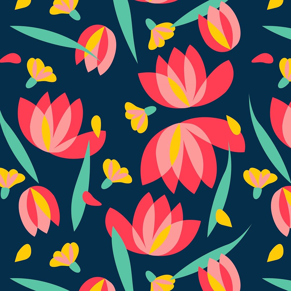 Seamless flower and leaves pattern