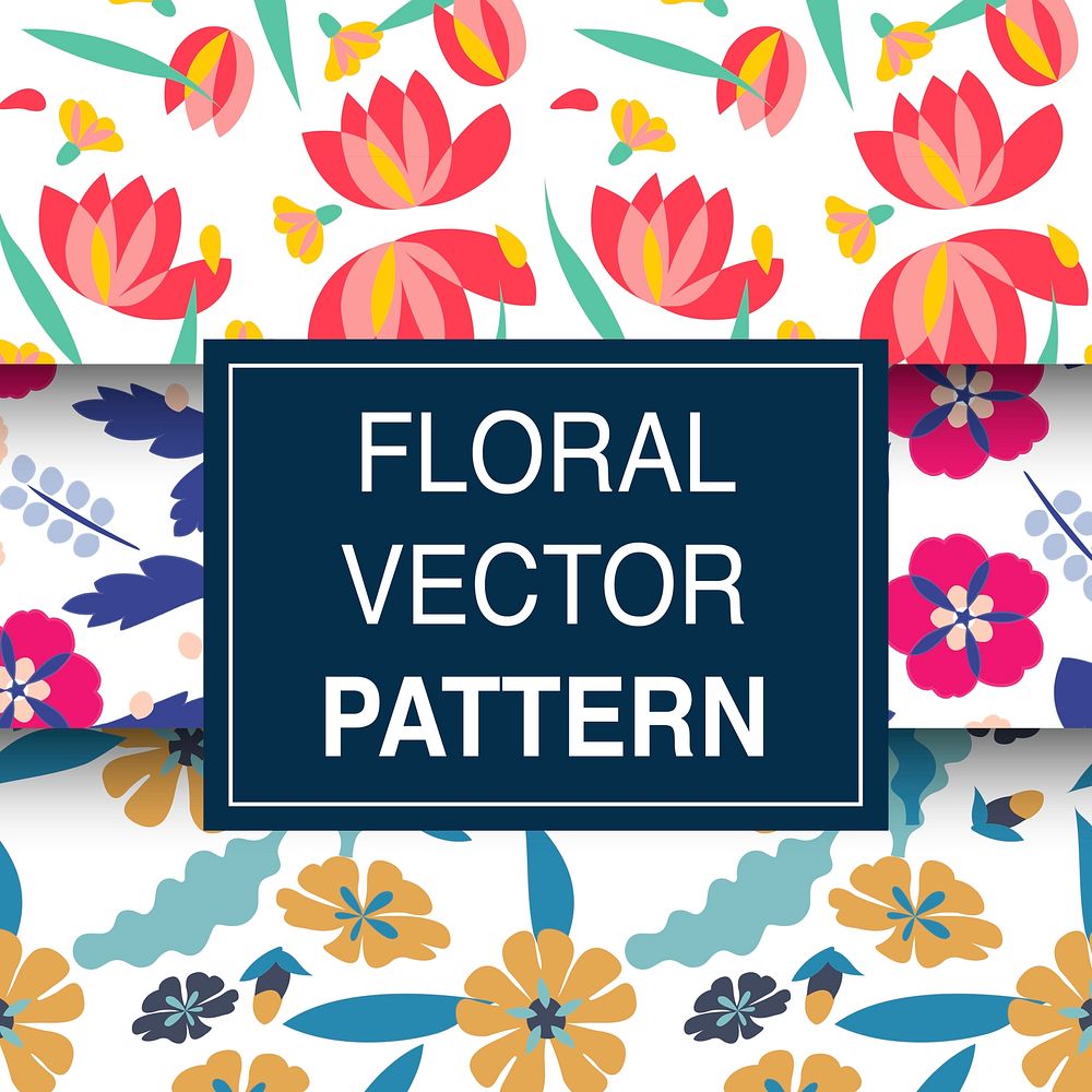 Set of floral vector patterns