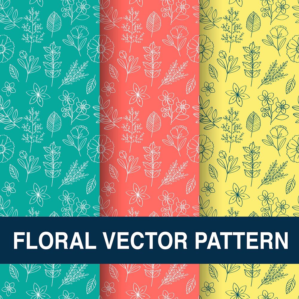 Set of floral vector patterns