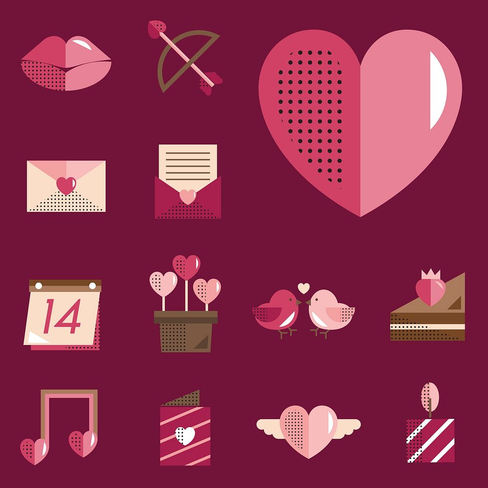 Valentines icons set vector