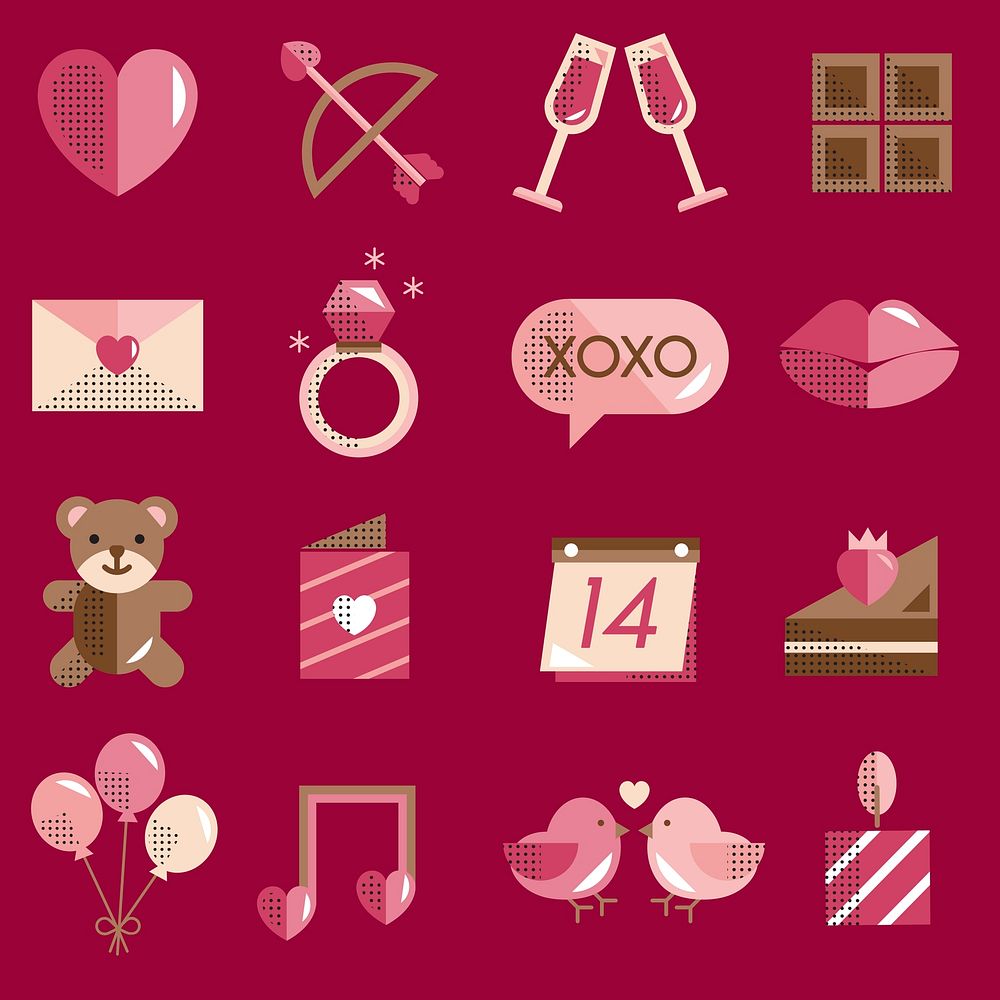 Valentines icons set vector