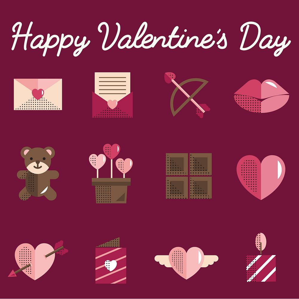 Valentines icons set vector