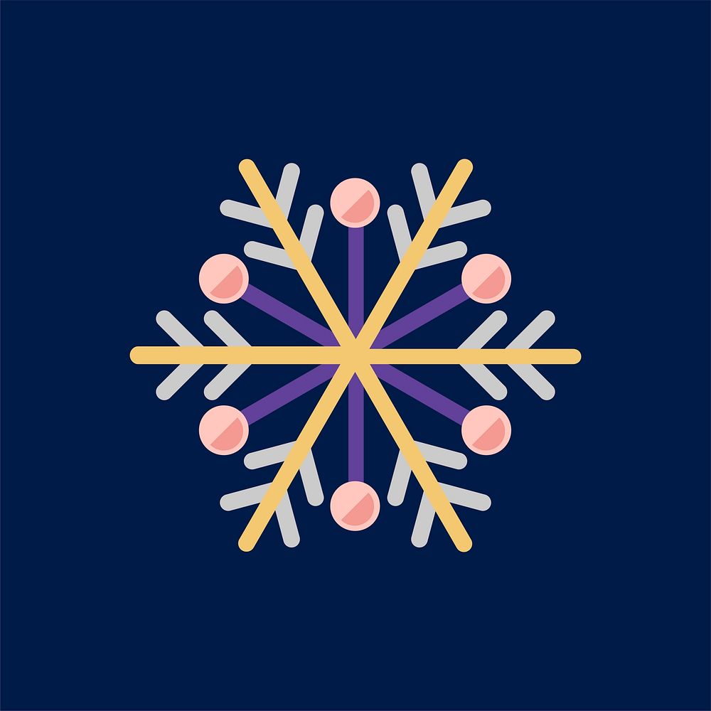 Illustration of a colorful snowflake pattern