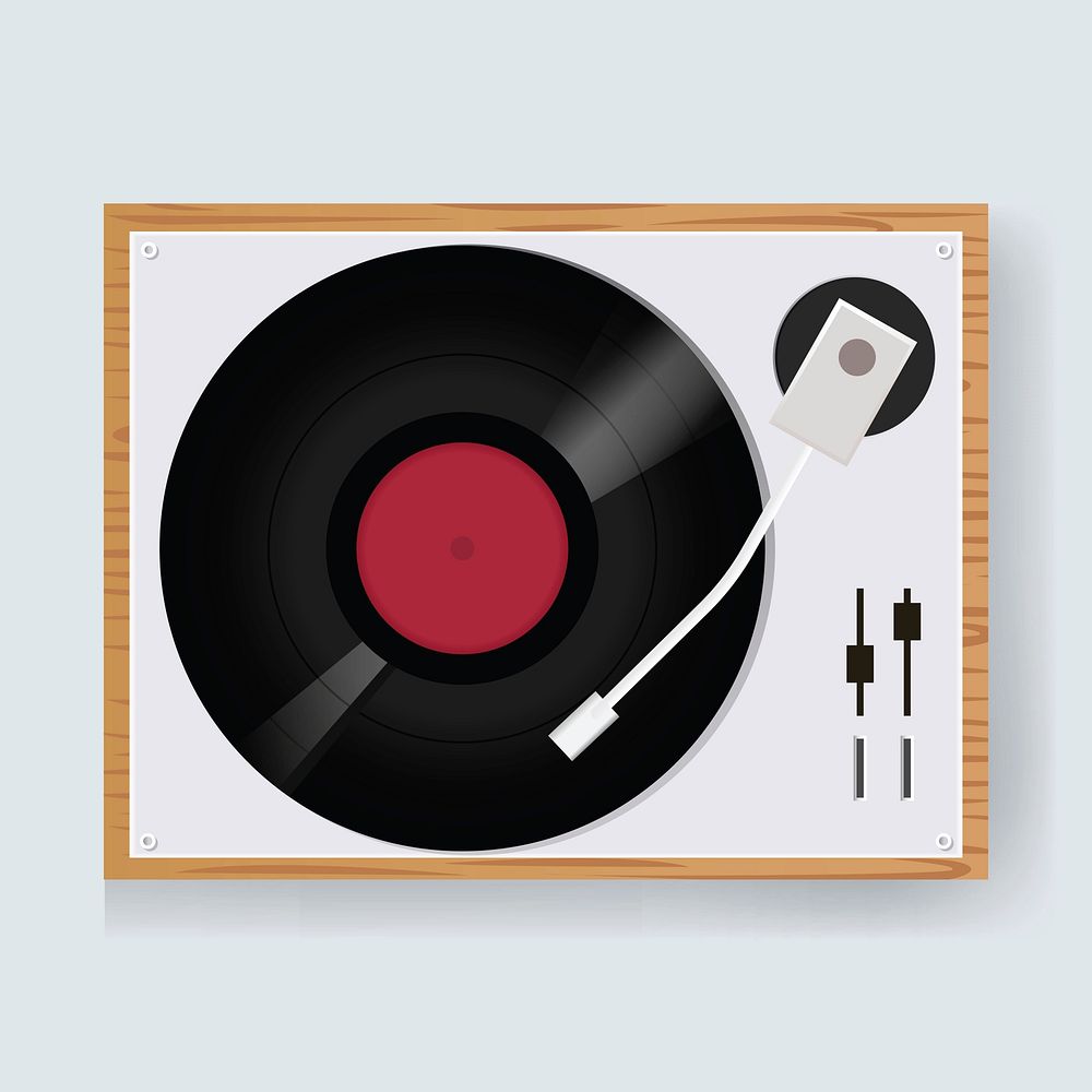 Illustration of a vintage vinyl disc player