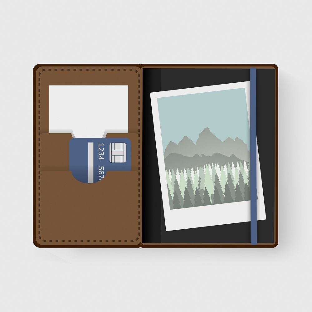 Photo and Card in Wallet Graphic Illustration Vector