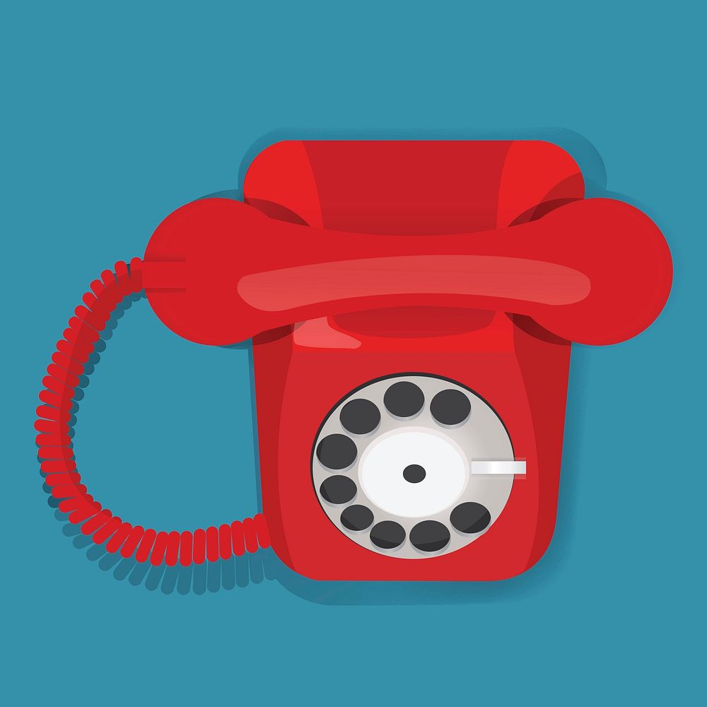 Illustration of a red vintage telephone