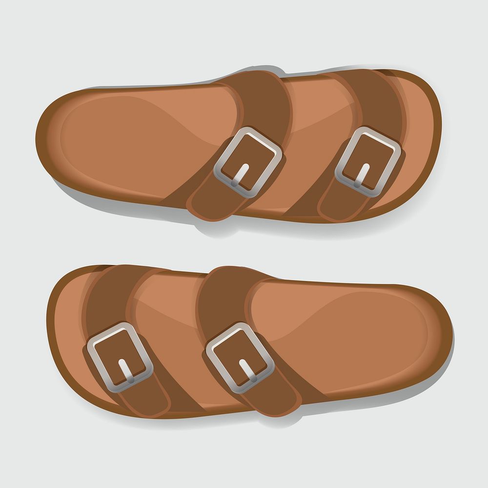 Man Brown Casual Flip Flop Sandal Shoes Vector