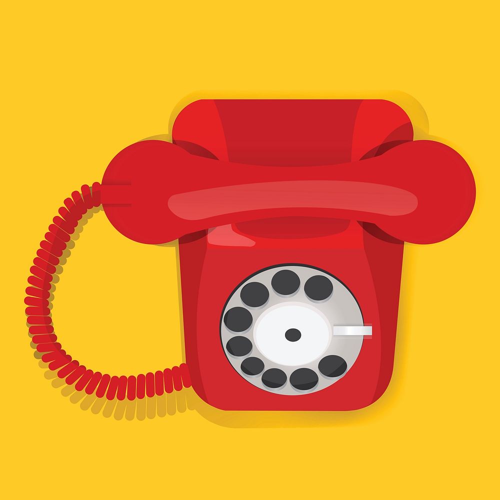Red Retro Vintage Telephone Communication Icon Vector Illustration
