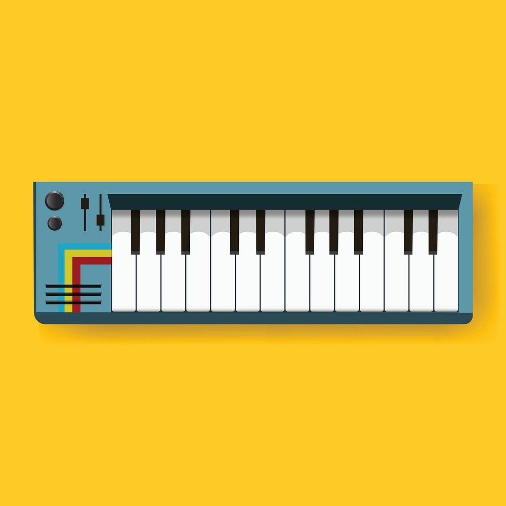 Digital Electronic Keyboard Musical Instrument Icon Illustration Vector