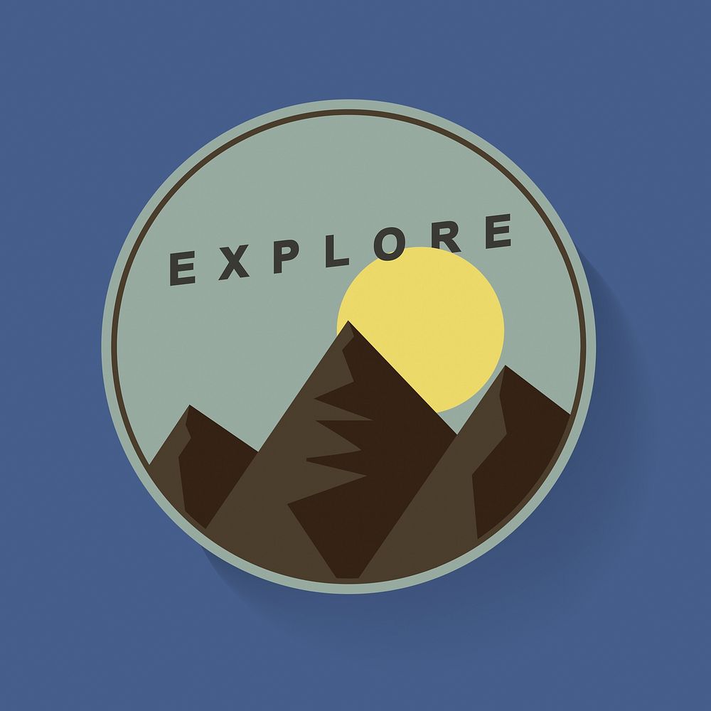 Mountain and Moon Nature Travel Explore Graphic Illustration Vector