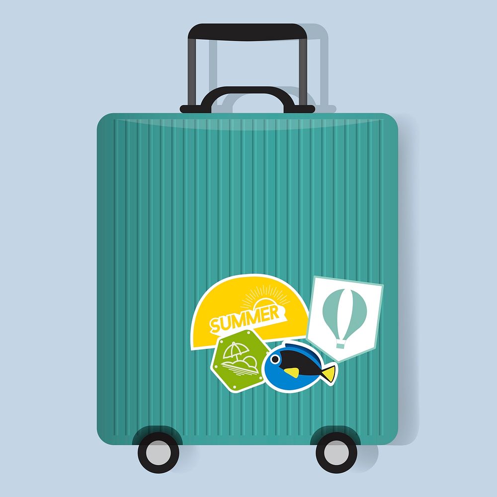 Green Travel Baggage Luggage with Stickers | Premium Vector - rawpixel