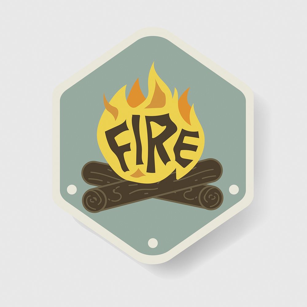 Bonfire Badge Camping Graphic Illustration Vector