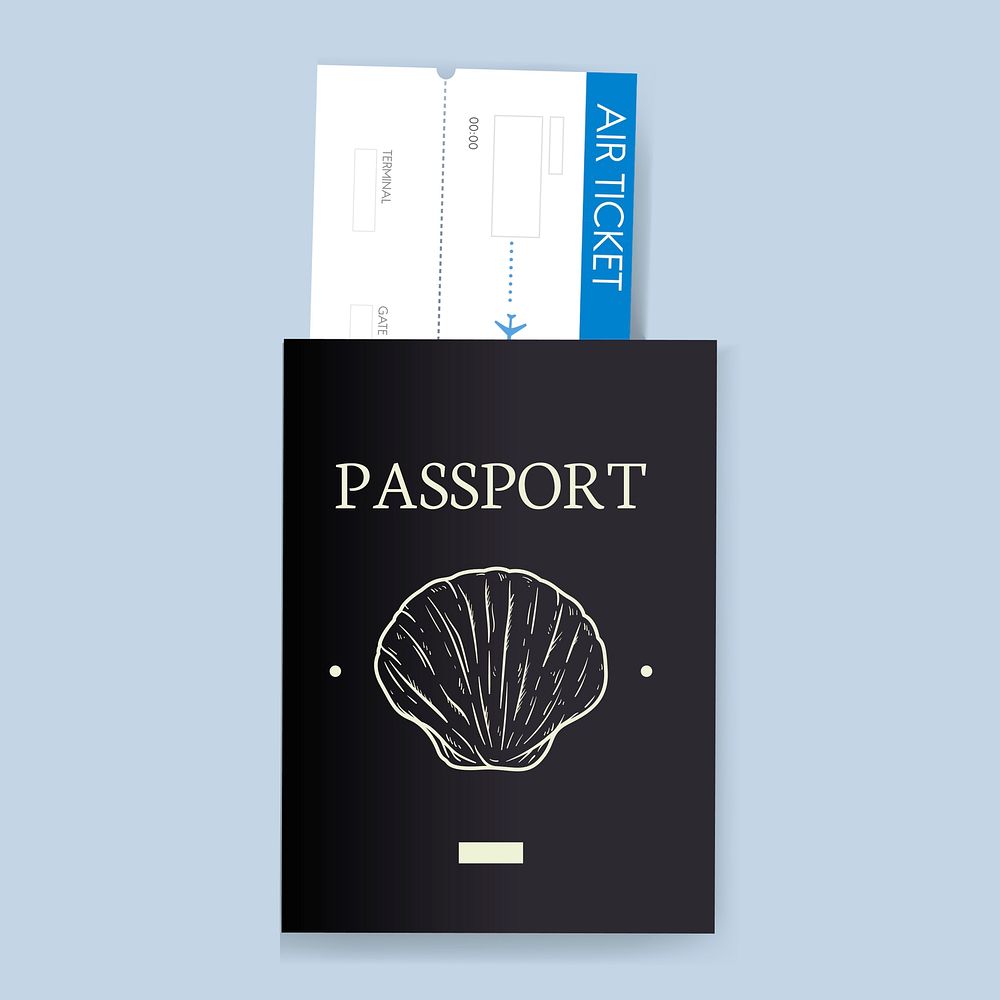 Passport with ticket vector illustration