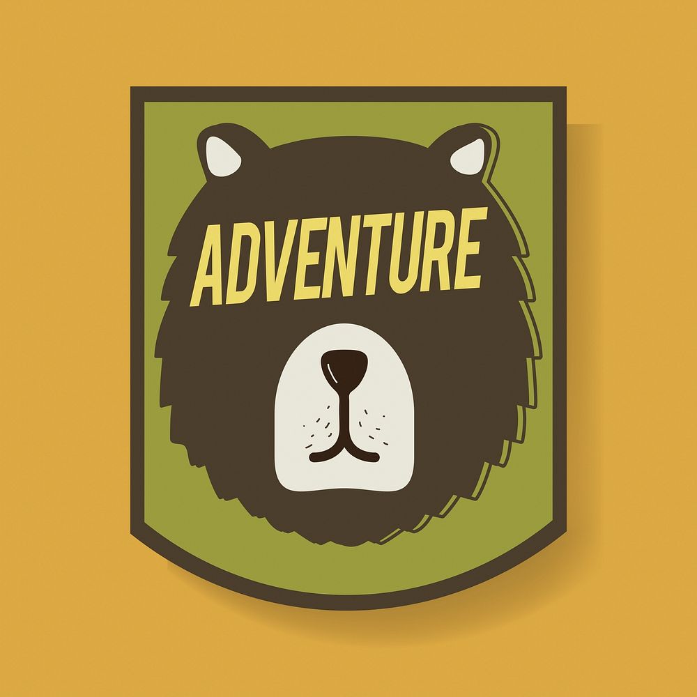 Bear Adventure Badge Graphic Illustration Vector