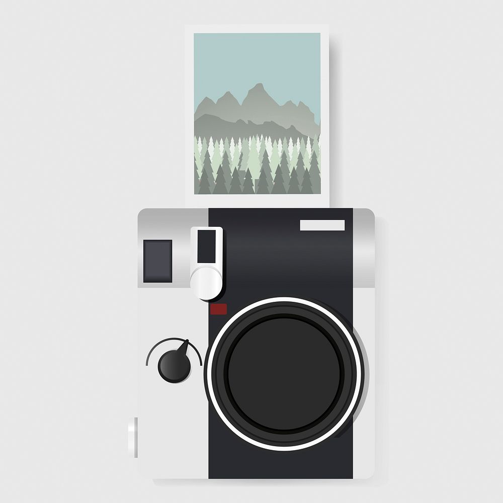 PrintCamera with Captured Photo Graphic Illustration Vector
