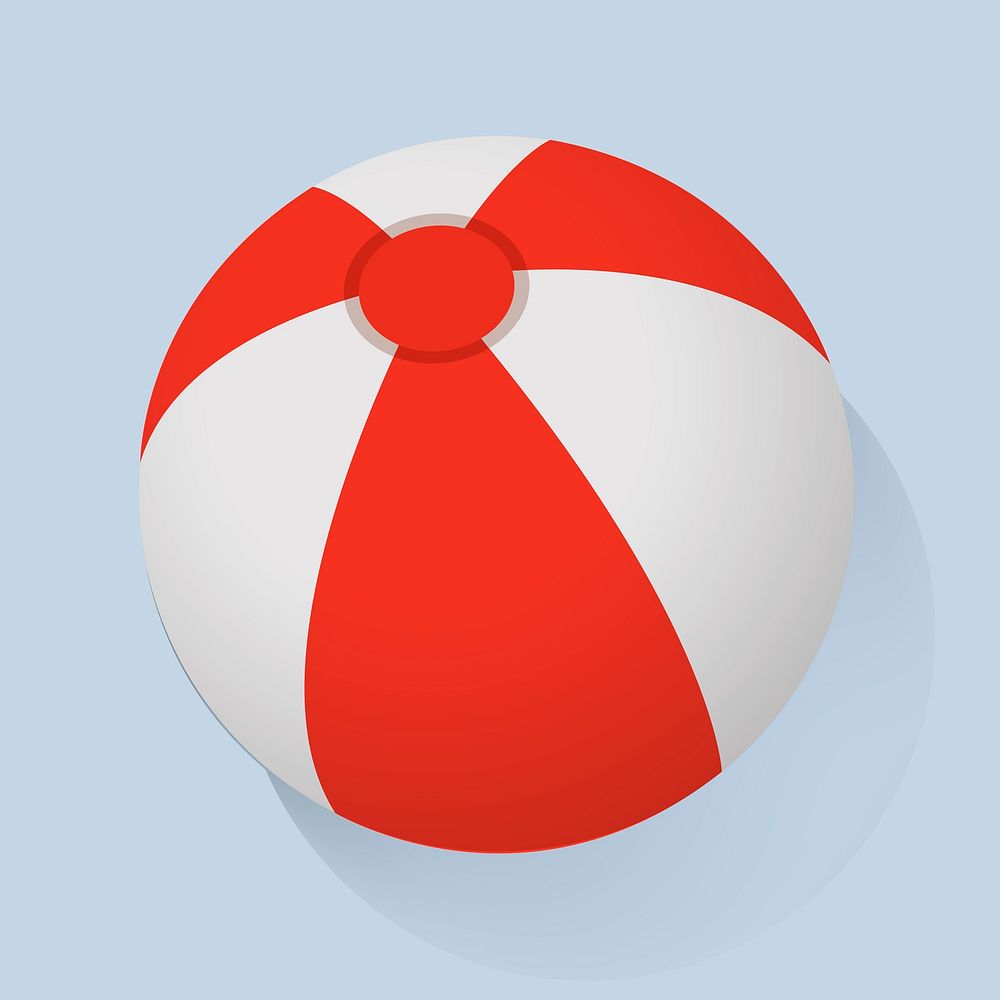 Red and White Beach Ball Vector Illustration