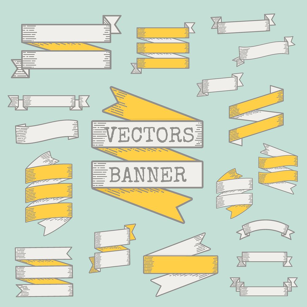 Illustration of ribbon banner collection