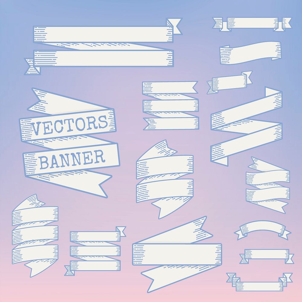 Illustration of ribbon banner collection