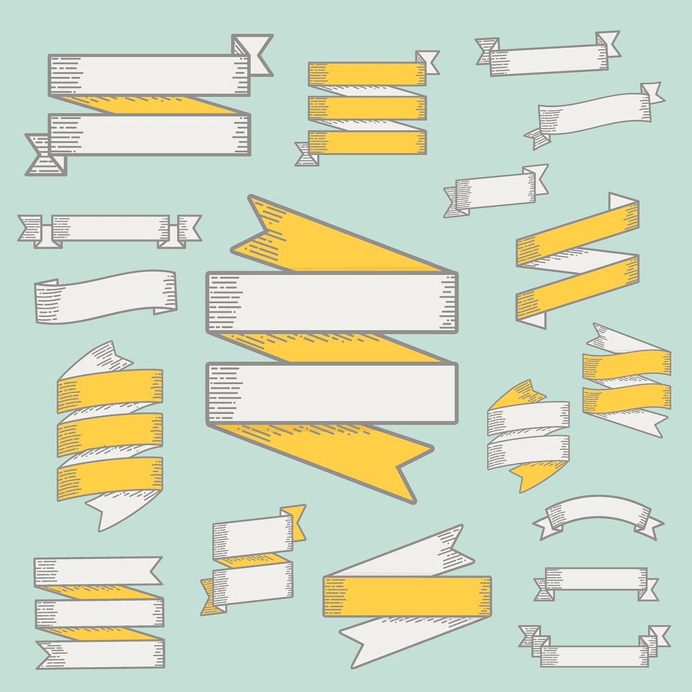 Illustration of ribbon banner collection