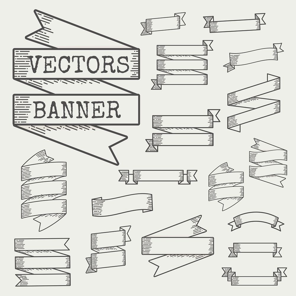 Illustration of ribbon banner vector set