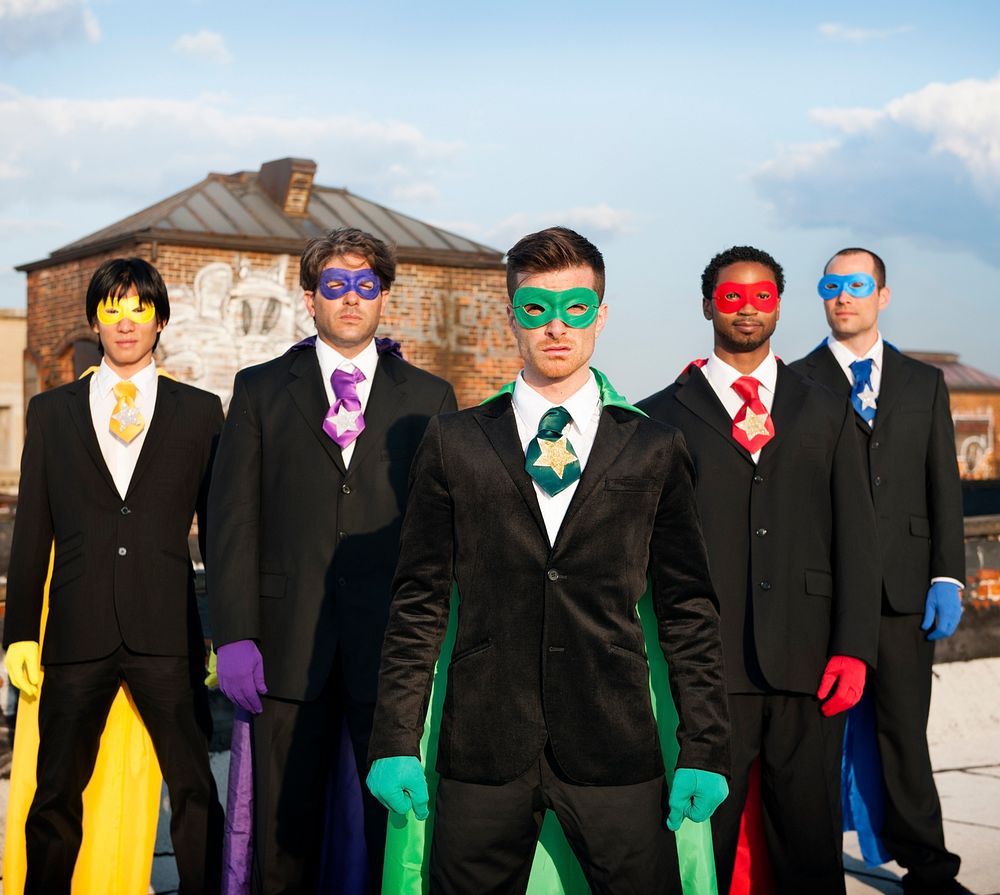 Superhero Businessmen Cityscape Team Concept
