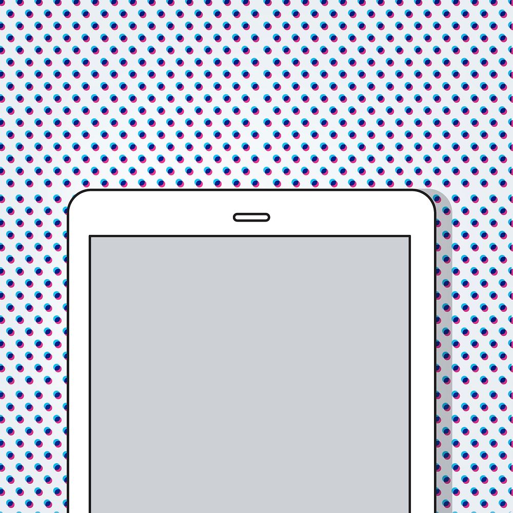 Digital tablet on dots pattern background
