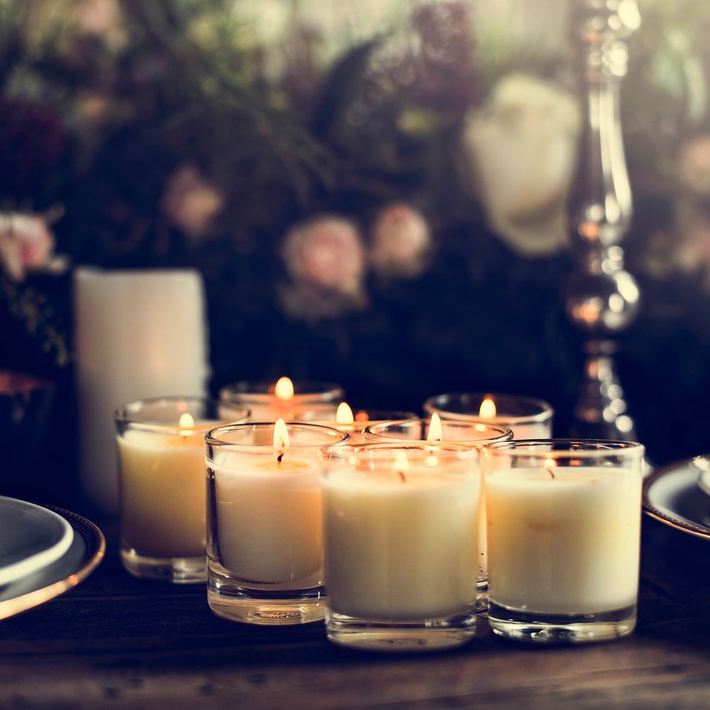 Candles Lighten Up on Table for Reception Dining in Restaurant