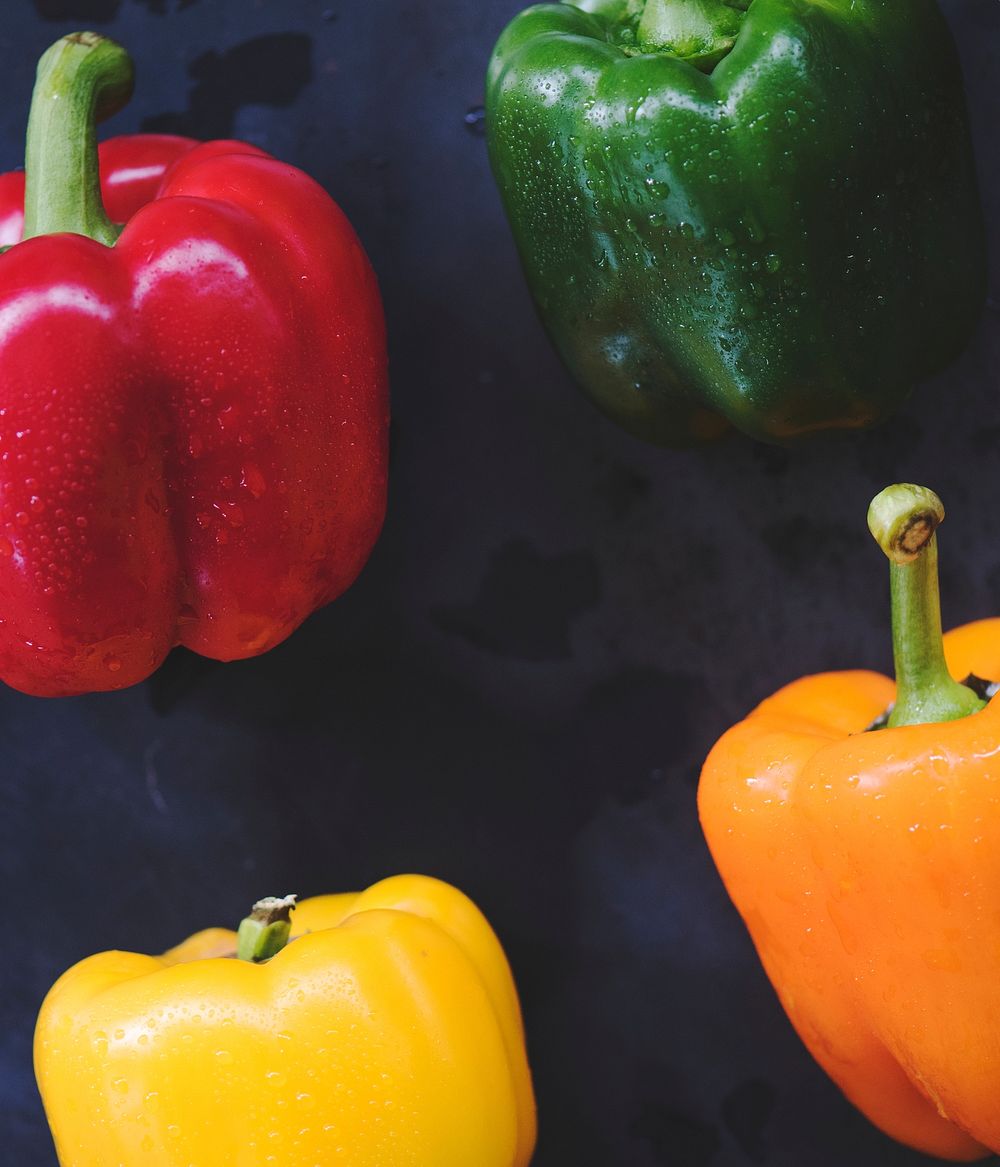 Closeup of various bell peppers