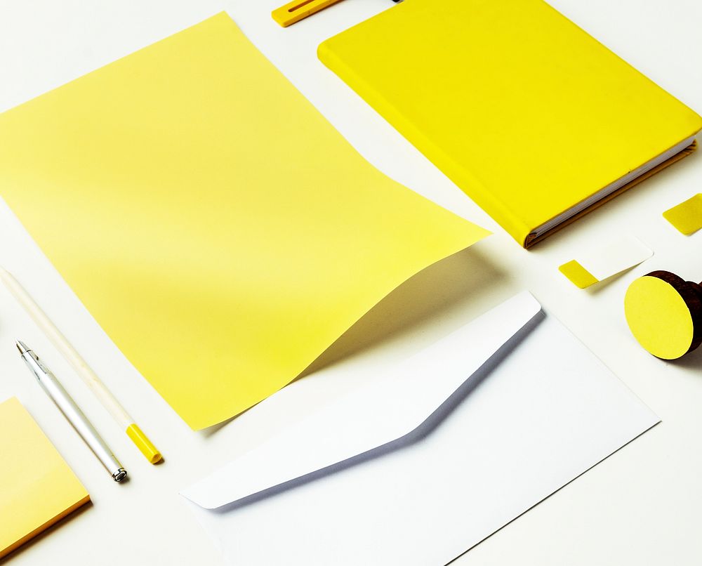 Closeup of yellow paper stationery