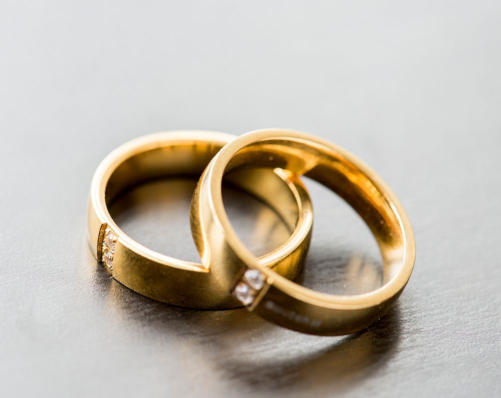 Closeup of couple golden rings macro