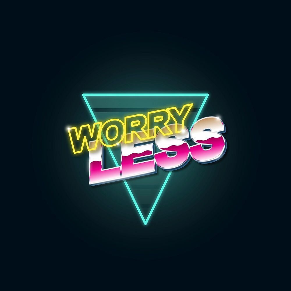 Worry less word with triangle graphic illustration on black background
