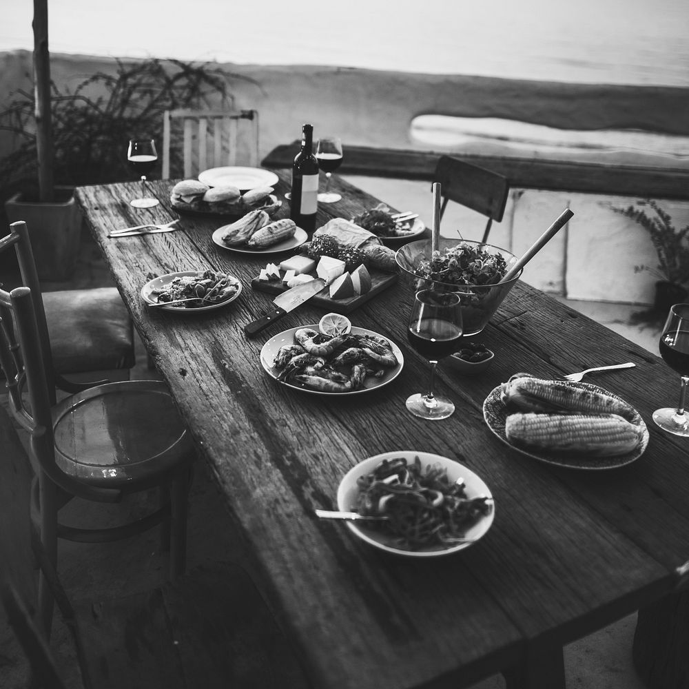 Dinner Table Food Outdoors Concept