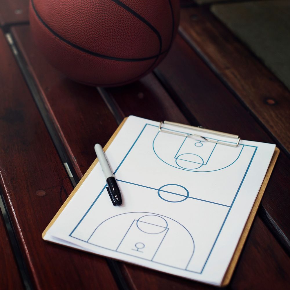Closeup of basketball scheme tactic game plan