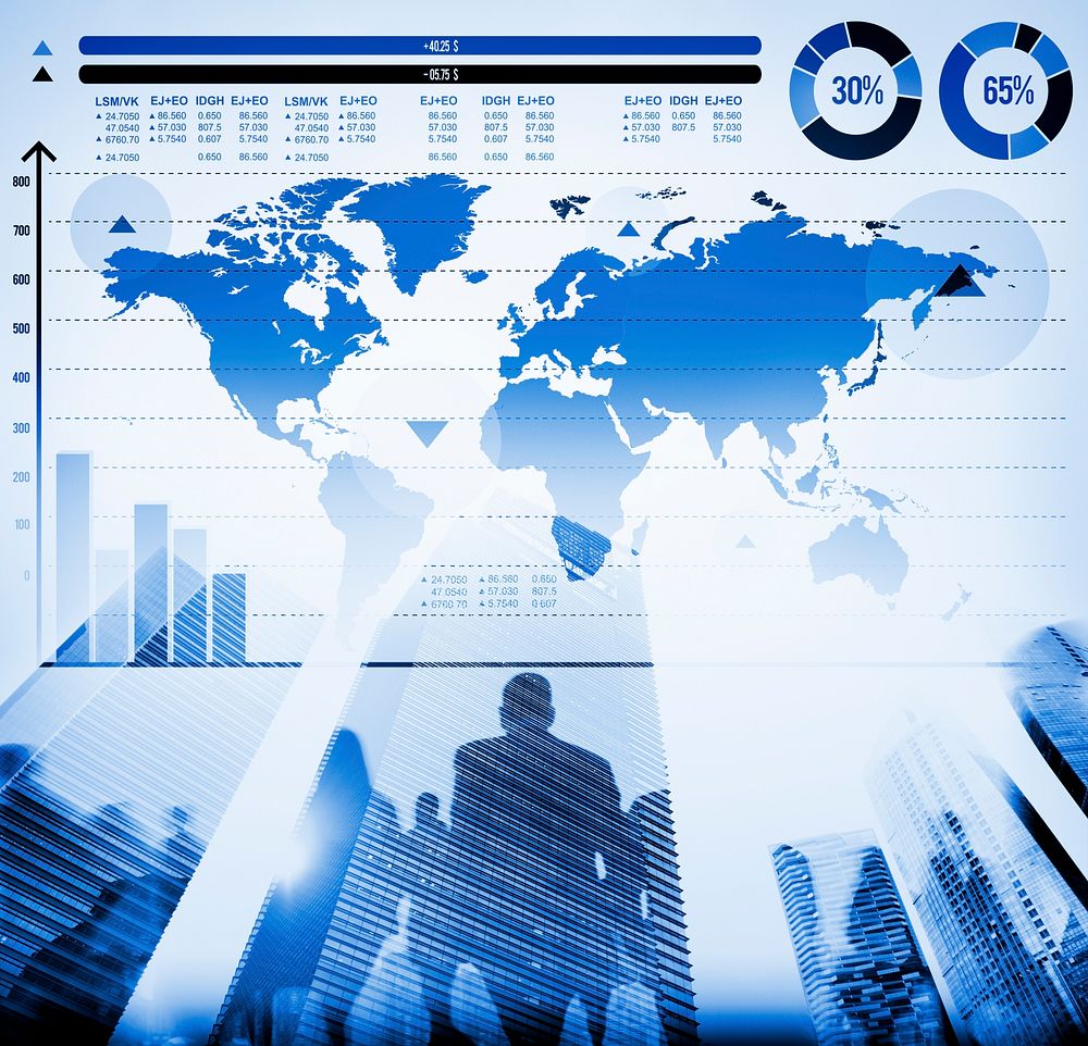 Global Business Graph Growth World Map Concept